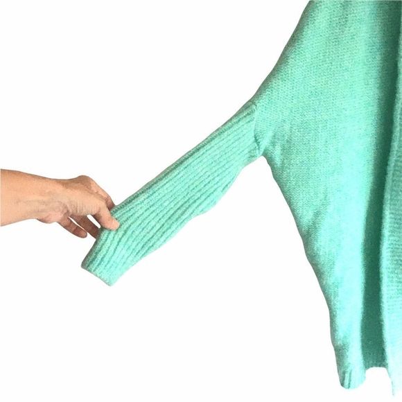 ME GUSTA Wool Open Cardigan Sweater Hood Mint Green L - Picture 3 of 4